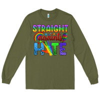 Army Green Straight Againts Hate Long Sleeve Tee - BundleAndBundleShop