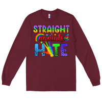 Burgundy Straight Againts Hate Long Sleeve Tee - BundleAndBundleShop