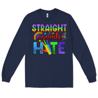 Navy Straight Againts Hate Long Sleeve Tee - BundleAndBundleShop