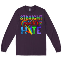 Plum Straight Againts Hate Long Sleeve Tee - BundleAndBundleShop