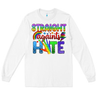 White Straight Againts Hate Long Sleeve Tee - BundleAndBundleShop