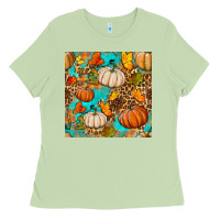 Matcha fall pumpkin seamless pattern Ladies Tee - BundleAndBundleShop