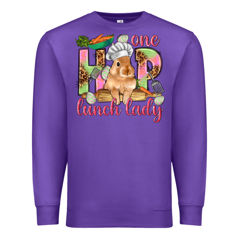 One Hip Lunch Lady Easter Day Premium Sweatshirt by HowdyJamesFarm | Teevron