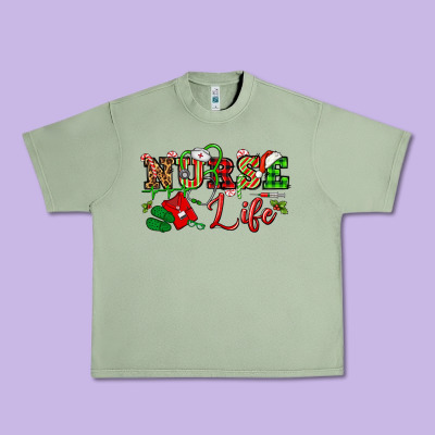 Nurse Life Christmas Urban Heavy Tee Designed By Nancycooperartshop