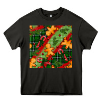 Asphalt christmas gingerbread man and candy cane seamless pattern Heavy Core Tee - BundleAndBundleShop