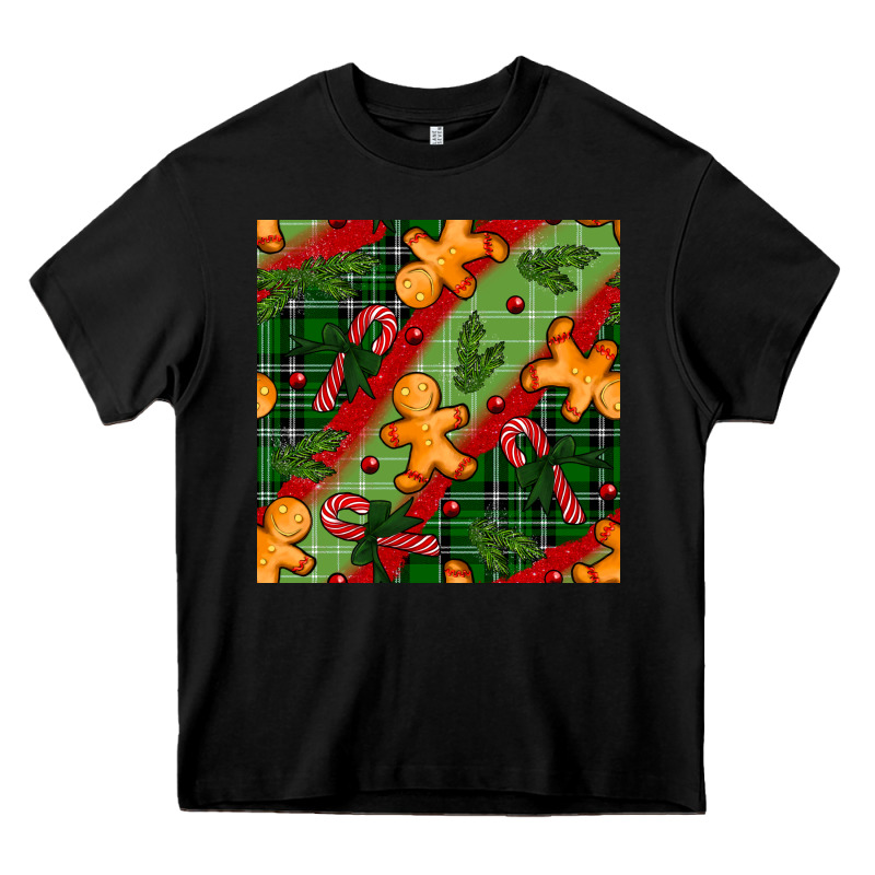 Christmas Gingerbread Man And Candy Cane Seamless Pattern Heavy Core Tee by BundleAndBundleShop | Teevron