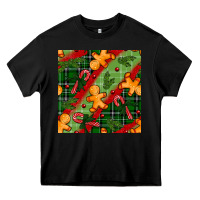 Black christmas gingerbread man and candy cane seamless pattern Heavy Core Tee - BundleAndBundleShop