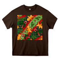 Chocolate Brown christmas gingerbread man and candy cane seamless pattern Heavy Core Tee - BundleAndBundleShop