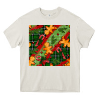 Cream christmas gingerbread man and candy cane seamless pattern Heavy Core Tee - BundleAndBundleShop
