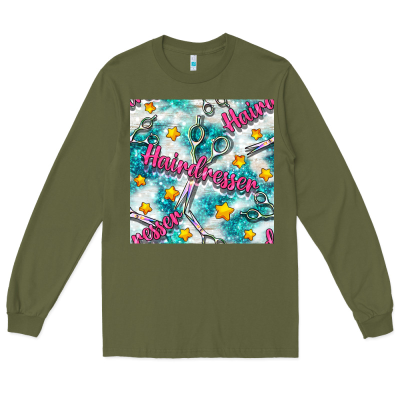 Hairdresser Scissor And Stars With Glitter Seamless Pattern Bbs Long Sleeve Tee by BundleAndBundleShop | Teevron