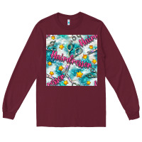 Burgundy Hairdresser Scissor And Stars With Glitter Seamless Pattern Bbs Long Sleeve Tee - BundleAndBundleShop