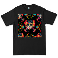 Black sugar skull seamless pattern Premium Tee - BundleAndBundleShop