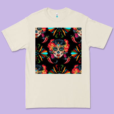 Sugar Skull Seamless Pattern Premium Tee Designed By Bundleandbundleshop