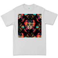 Dove Grey sugar skull seamless pattern Premium Tee - BundleAndBundleShop