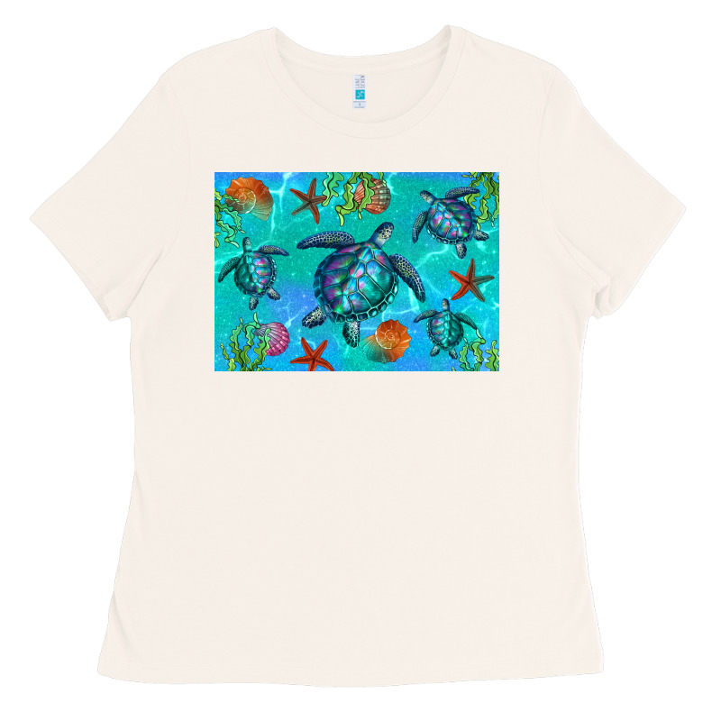 Turtle Seashells Starfish Ladies Tee by Artiststas | Teevron