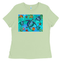 Matcha Turtle Seashells Starfish Ladies Tee - Artiststas