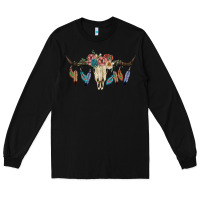Black Texas Longhorn Bull Skull Long Sleeve Tee - JahusDesignShop