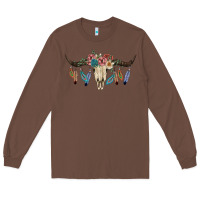 Chestnut Texas Longhorn Bull Skull Long Sleeve Tee - JahusDesignShop