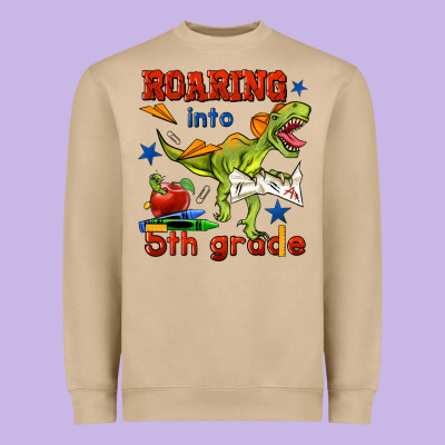 Roaring Into 5th Grade Heavyweight Sweatshirt Designed By Bundleandbundleshop