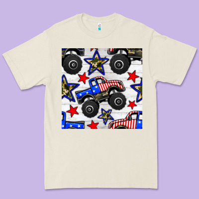 Usa Monster Truck Seamless Pattern Premium Tee Designed By Bundleandbundleshop