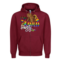 Burgundy Free Dad hugs Zipper Hoodie - NancyCooperArtShop