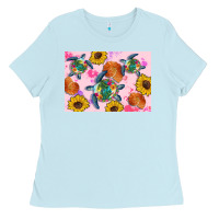 Baby Blue Sunflowers Turtle Ladies Tee - Artiststas