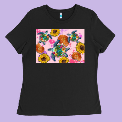 Sunflowers Turtle Ladies Tee Designed By Artiststas