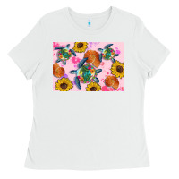 White Sunflowers Turtle Ladies Tee - Artiststas