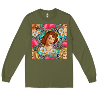 Army Green Hairdresser Western Girl And Hair Curler Seamless Pattern Bbs Long Sleeve Tee - BundleAndBundleShop