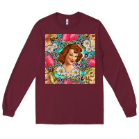 Burgundy Hairdresser Western Girl And Hair Curler Seamless Pattern Bbs Long Sleeve Tee - BundleAndBundleShop