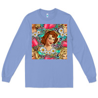 Colony Blue Hairdresser Western Girl And Hair Curler Seamless Pattern Bbs Long Sleeve Tee - BundleAndBundleShop