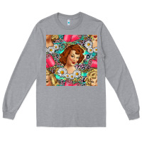 Heather Grey Hairdresser Western Girl And Hair Curler Seamless Pattern Bbs Long Sleeve Tee - BundleAndBundleShop