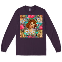 Plum Hairdresser Western Girl And Hair Curler Seamless Pattern Bbs Long Sleeve Tee - BundleAndBundleShop