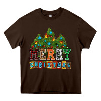 Chocolate Brown merry christmas with christmas trees Heavy Core Tee - AdoDesignShop