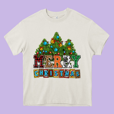 Merry Christmas With Christmas Trees Heavy Core Tee Designed By Adodesignshop