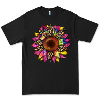 Black tie dye leopard sunflower Premium Tee - Artiststas