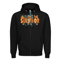 Black I am a survivor orange ribbon Kidney Cancer Zipper Hoodie - NancyCooperArtShop