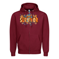 Burgundy I am a survivor orange ribbon Kidney Cancer Zipper Hoodie - NancyCooperArtShop