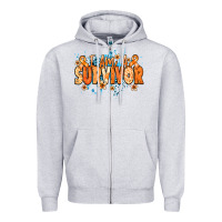 Heather Grey I am a survivor orange ribbon Kidney Cancer Zipper Hoodie - NancyCooperArtShop