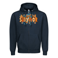 Navy I am a survivor orange ribbon Kidney Cancer Zipper Hoodie - NancyCooperArtShop