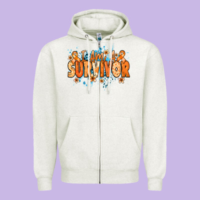 I Am A Survivor Orange Ribbon Kidney Cancer Zipper Hoodie Designed By Nancycooperartshop