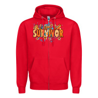 Red I am a survivor orange ribbon Kidney Cancer Zipper Hoodie - NancyCooperArtShop