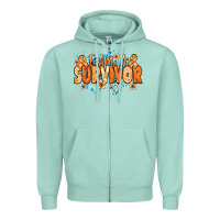 Seafoam I am a survivor orange ribbon Kidney Cancer Zipper Hoodie - NancyCooperArtShop