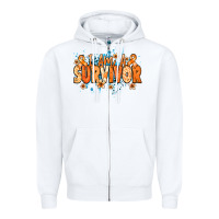 White I am a survivor orange ribbon Kidney Cancer Zipper Hoodie - NancyCooperArtShop