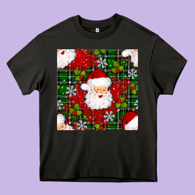 Christmas Santa Claus Seamless Pattern Heavy Core Tee Designed By Bundleandbundleshop