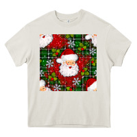 Cream Christmas Santa Claus Seamless Pattern Heavy Core Tee - BundleAndBundleShop
