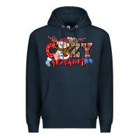 Navy cozy season snowman Premium Hoodie - CowGirlArtShop