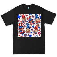 Black 4th of july patriotic gnome seamless pattern Premium Tee - BundleAndBundleShop