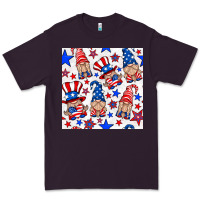 Plum 4th of july patriotic gnome seamless pattern Premium Tee - BundleAndBundleShop
