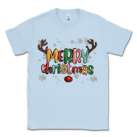 Dusty Blue merry christmas raindeerr Classic Tee - MaliasSmallBusiness